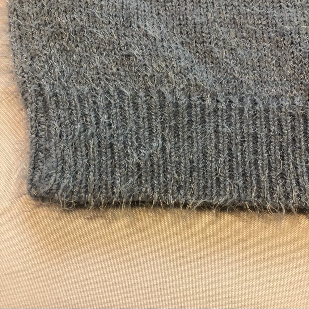 Gina Women’s Sweater Cropped Baby Doll Fuzzy Soft Baby Blue Ribbed Trim Soft - Picture 5 of 9